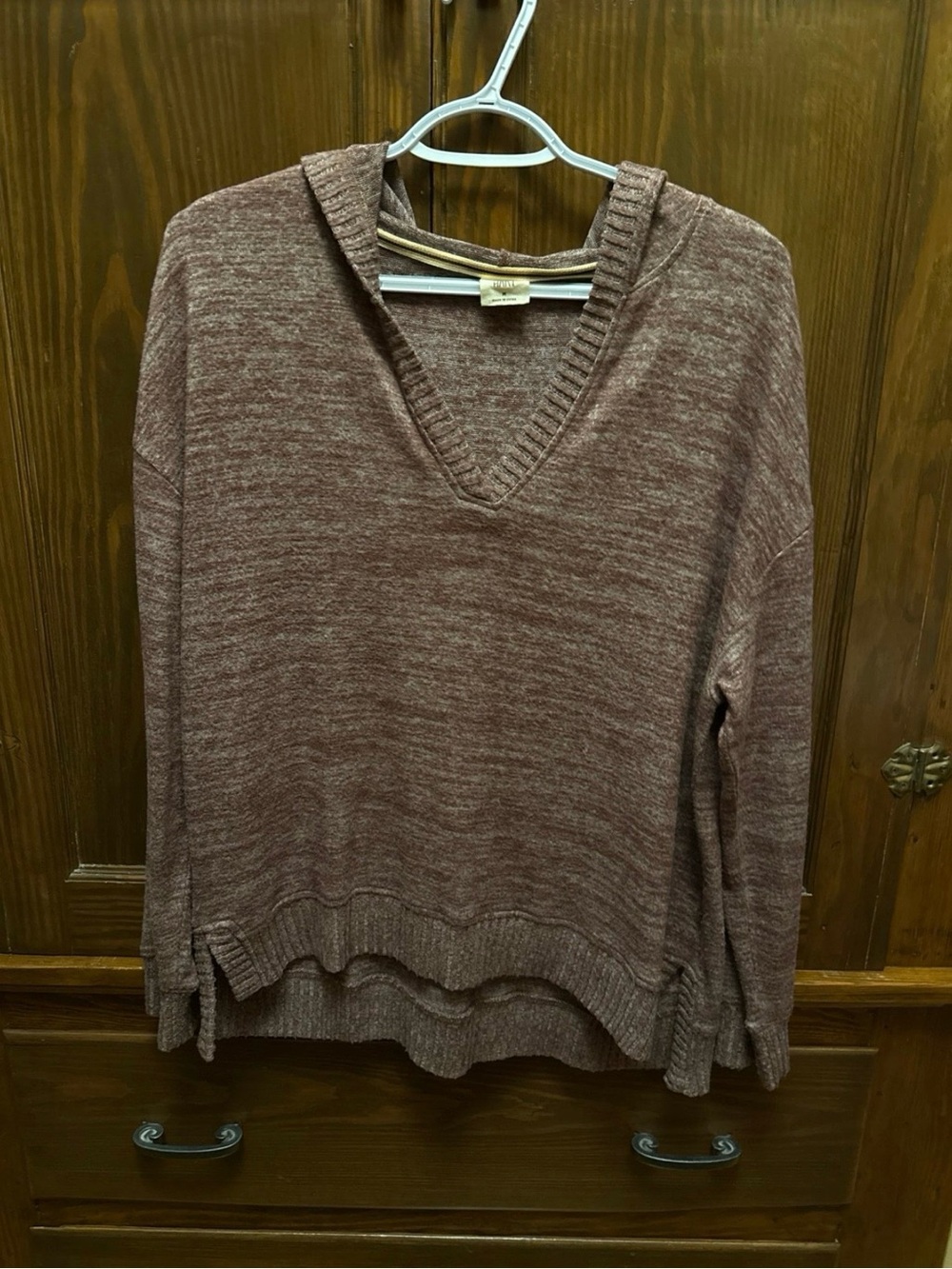Matilda Jane Heathered Mauve V-Neck Hooded Sweater